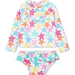 Little Me Baby Girls 2 piece colorful Starfish Rash Guard size 24 month